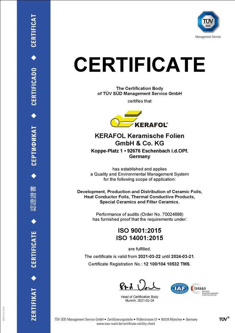 ISO 9001:2015 / ISO 14001:2015